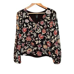 Kenneth Cole floral silk long sleeve shirt.